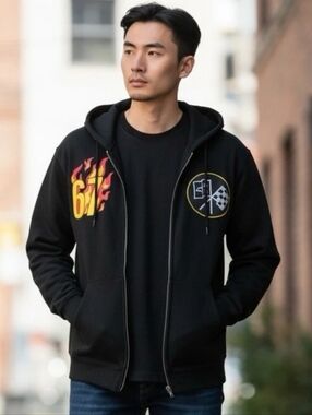 MWT! GM official Licensed Corvette 67 Moto Club Emblem Graphics Mens Hoodie SZ L